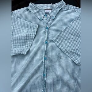 Columbia Men's Blue Green Checkered Button Down Shirt XXL